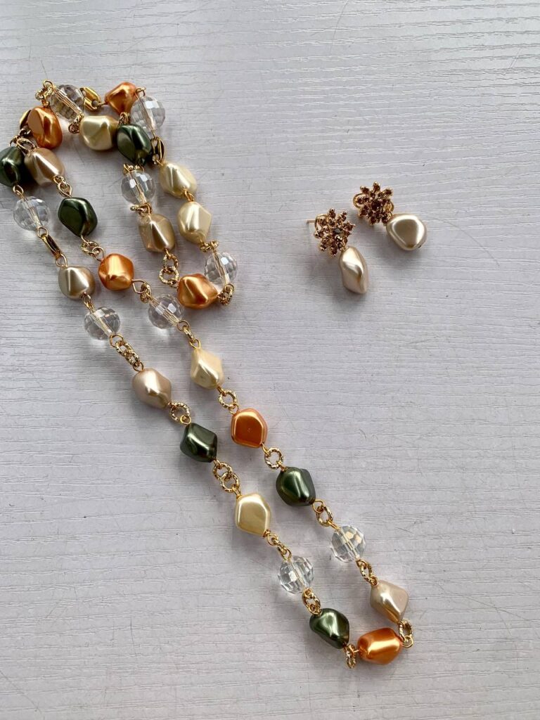 Ladies Long Multi Colored Pearls Necklace