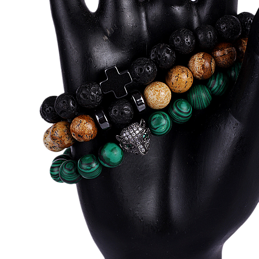 Rich Green Malachite and Lava Stone - Image 2